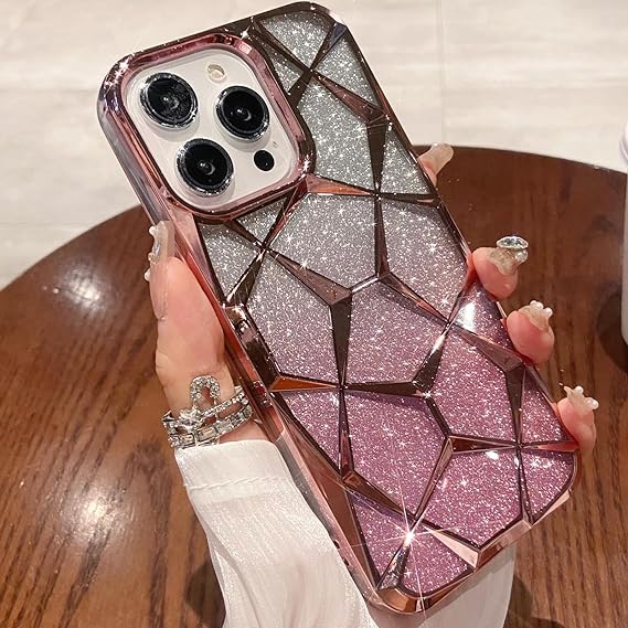 Gradient Glitter Geometrical Pattern Case