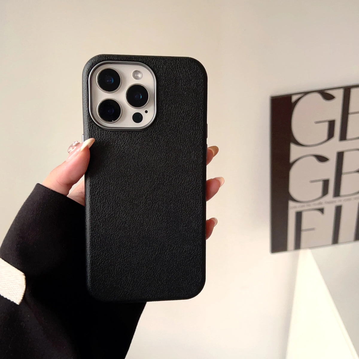 Grain Leather Case- Black
