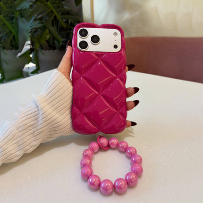 3D Glossy Diamond Grid Shockproof Case
