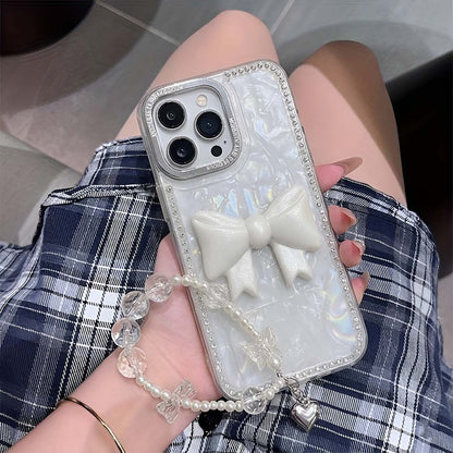 Glitter Bow Pearl Charm Case