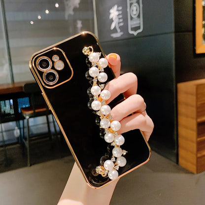Wrist Strap Pearl Chain Phone Case