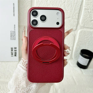 Luxe Leather Magnetic Ring Phone Case