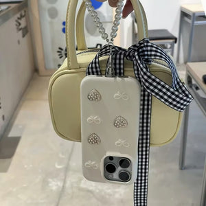 Kawaii Pearl Bow Heart Case
